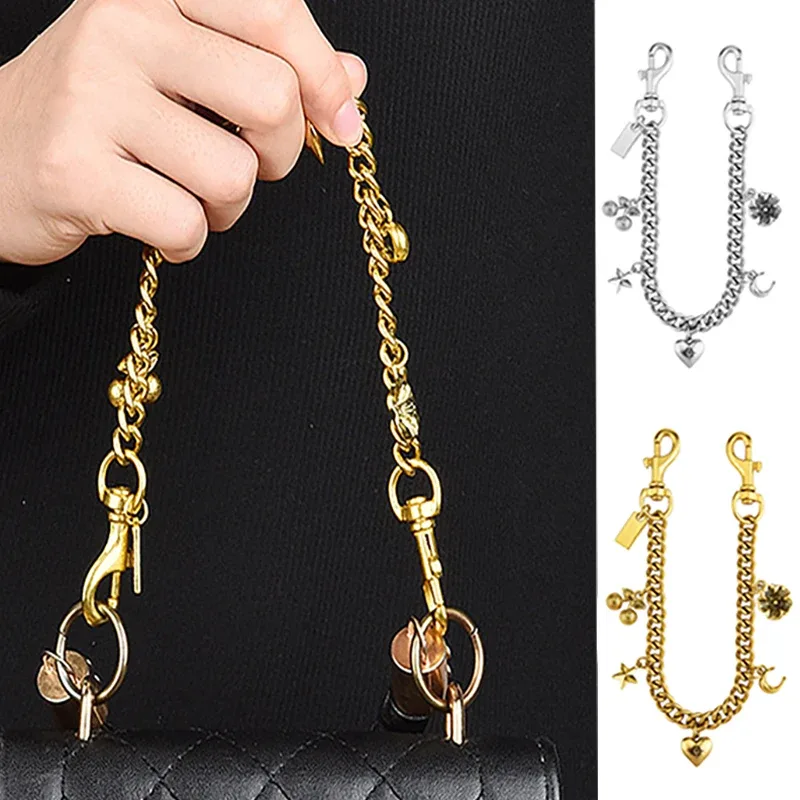 chaîne de sac vintage dorée avec breloques étoile, lune, cerise, fleur – pendentif décoratif pour sac à main, sangle de remplacement, accessoires de chaîne pour sac bandoulière