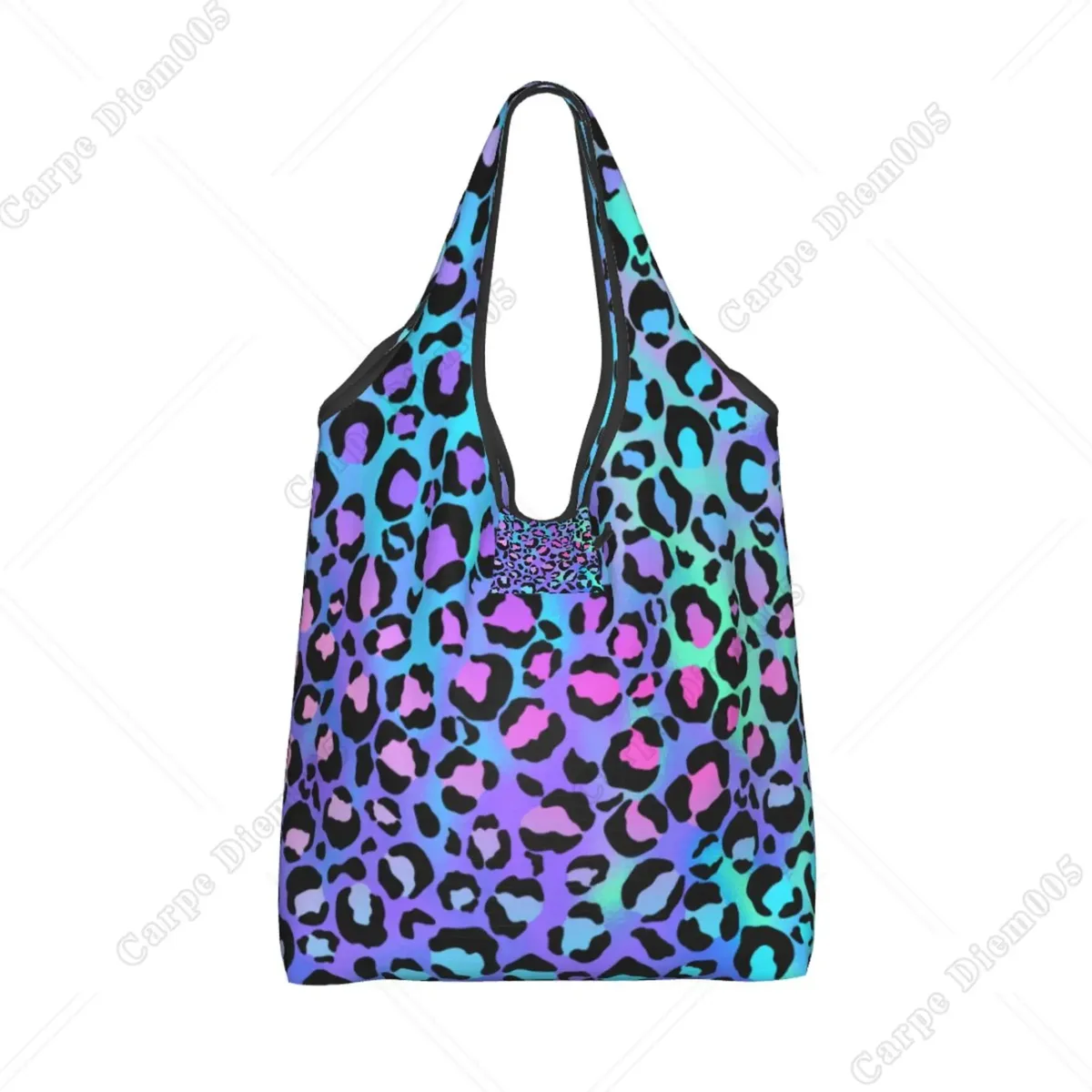 Sac de courses pliable imprimé léopard coloré pour hommes et femmes, sac fourre-tout portable, sacs d'épicerie recyclables, extérieur, taille unique