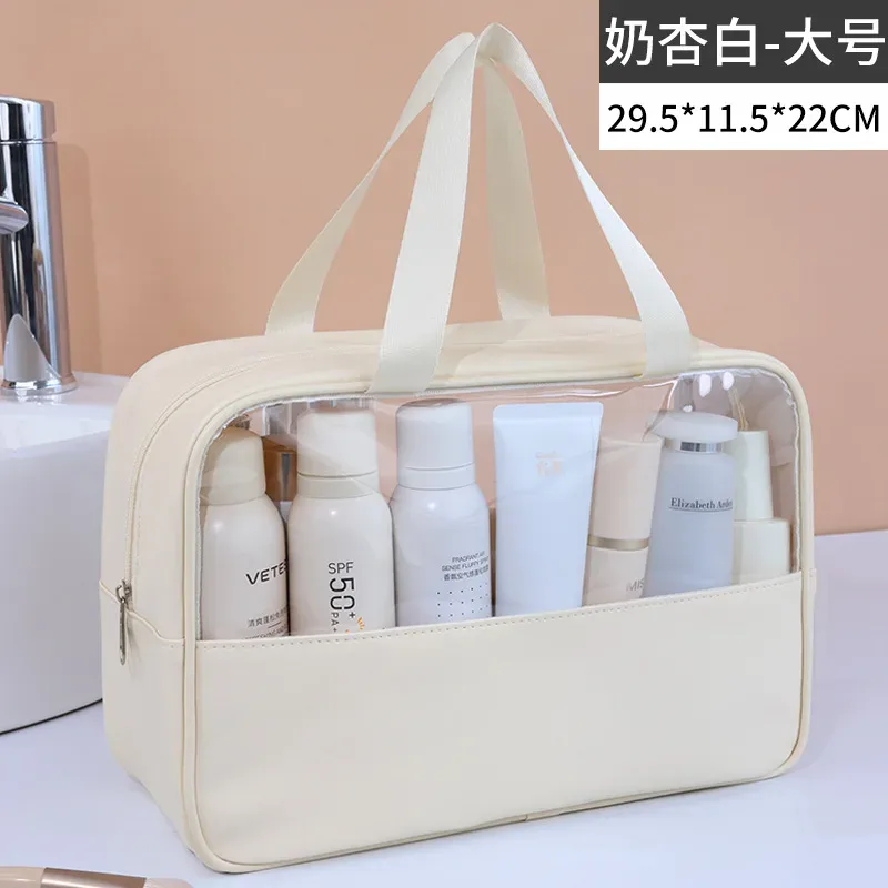 sac à cosmétiques de voyage portable pour femmes, trousse de maquillage transparente, sacs de lavage de bain de grande capacité, mallette de rangement étanche multifonction