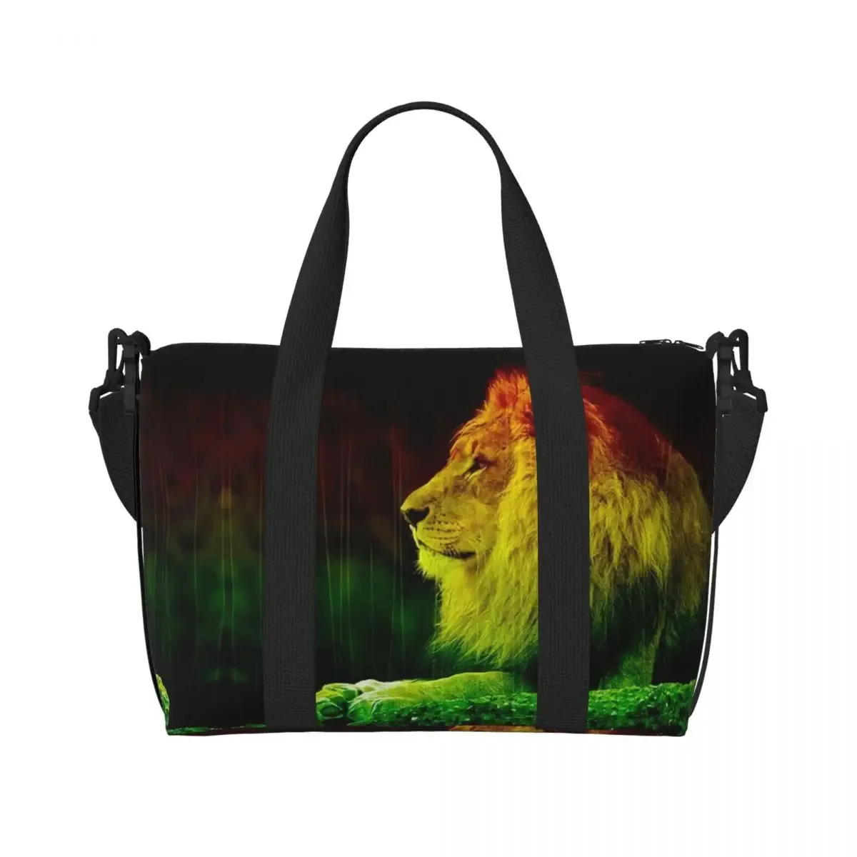 grand sac fourre-tout personnalisé rasta feel discuter of judah pour femme, jamaica rastafarian reggae shopping initié gym beach travel bag