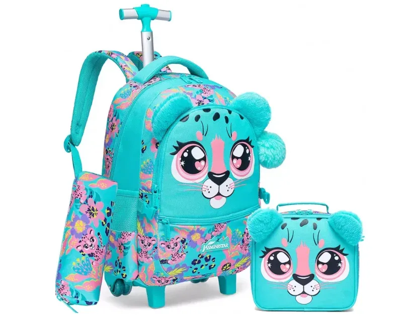 sac de voyage à roulettes pour filles, valise à roulettes pour filles, sac à roulettes pour élèves du primaire, ensemble de sacs à roulettes pour l'école, sac à déjeuner, trousse à crayons