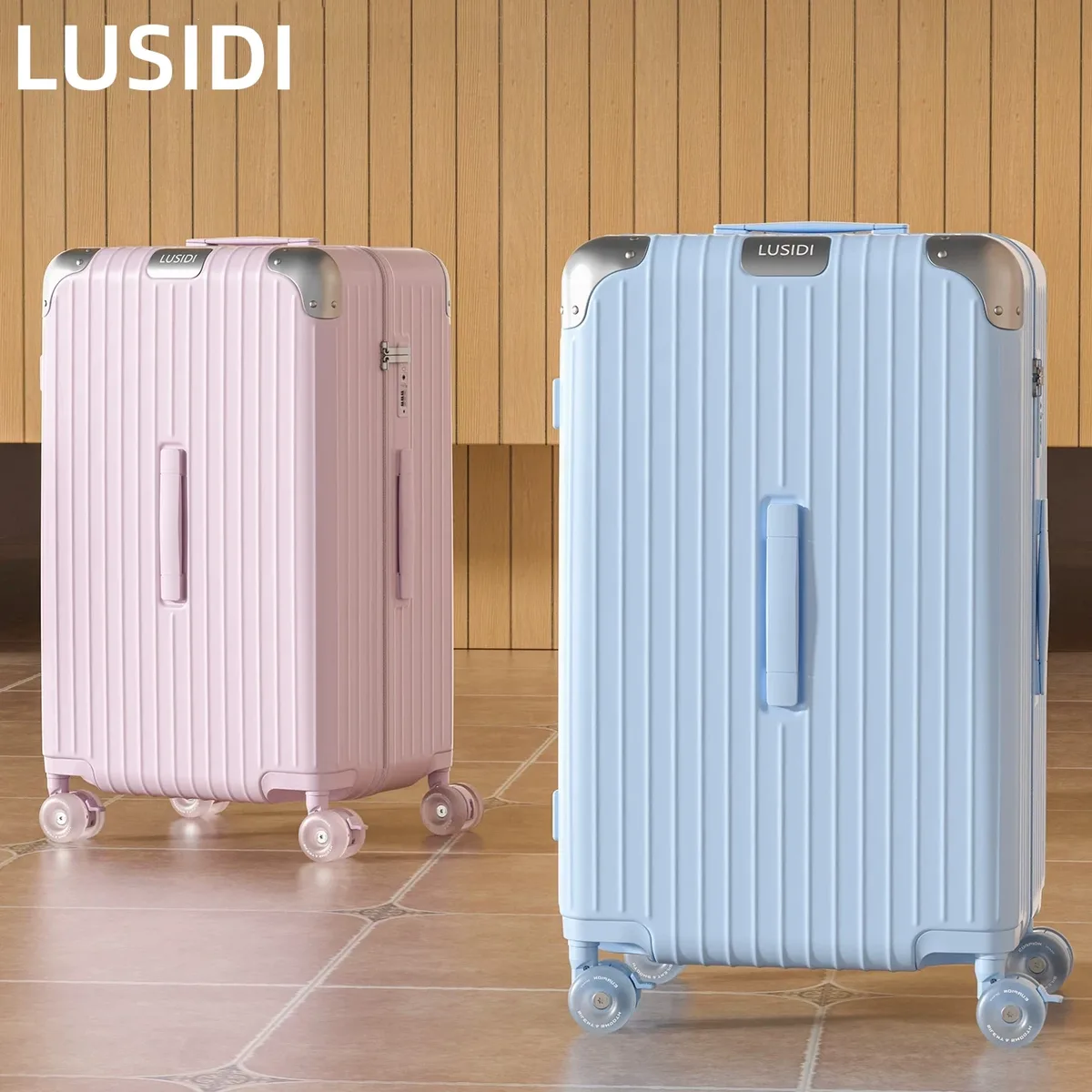 Valise classique LUSIDI, coque rigide en PC, grande capacité, bagage à roulettes, fermeture éclair anti-explosion, serrure TSA de voyage, 20/24/26/28