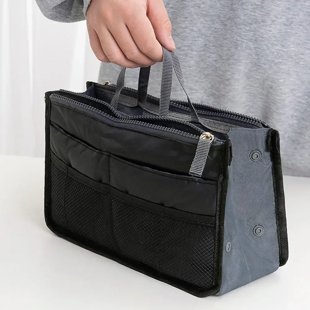sac de maquillage multifonctionnel de grande capacité, sac de voyage portable à double fermeture éclair, sac de rangement pour articles de toilette, sac pour maman, sac cosmétique multi-poches