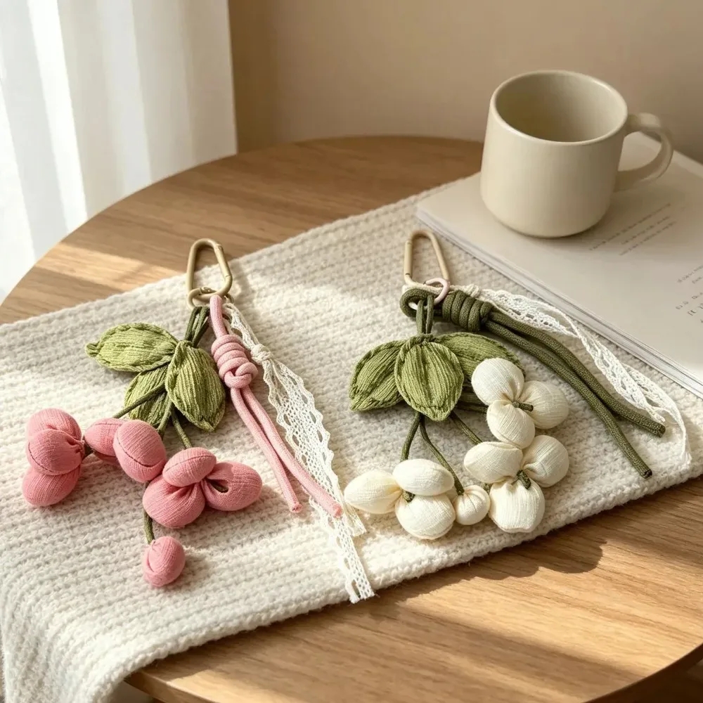 breloque de sac en tissu en forme de fleur, ruban en dentelle, pince à bouquet, accessoire pour sacs à main, sacs cabas, sacs à dos, cadeau mignon pour femmes, décoration quotidienne.