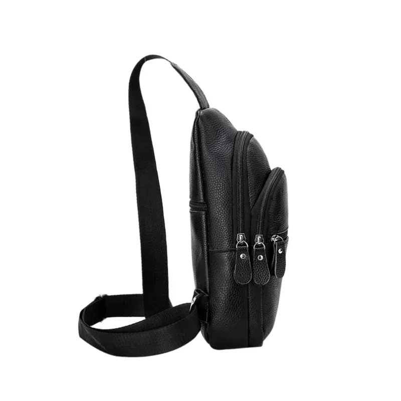 sac de poitrine en cuir véritable pour hommes, sac à bandoulière en cuir de vache de grande capacité, sac à bandoulière pour hommes d'affaires, sac de rangement pour téléphone