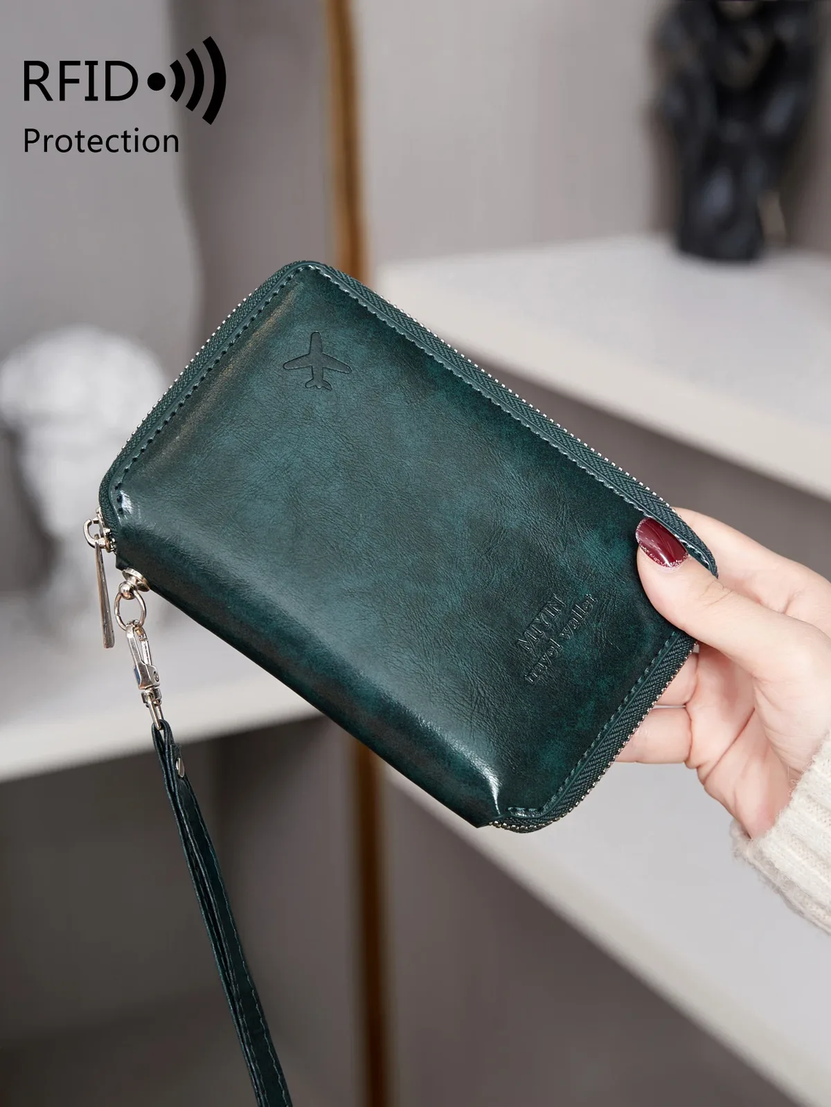 portefeuille de voyage antivol rfid avec fermeture éclair, style rétro, pour hommes et femmes, sacs de passeport multifonctionnels simples, clip de passeport