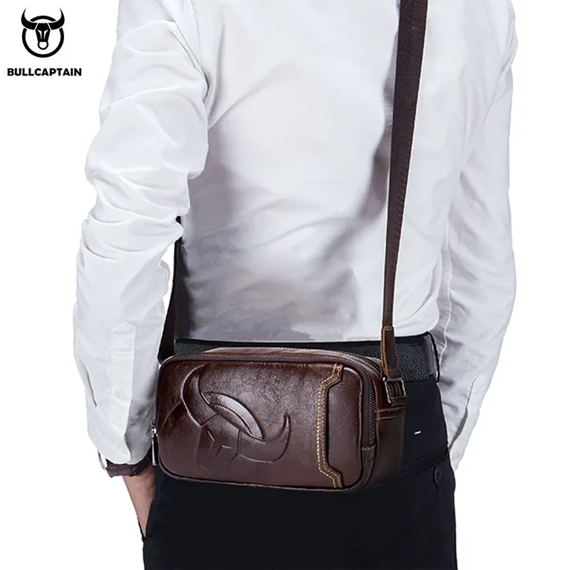 bullcaptain marque hommes bandoulière sacs à bandoulière de haute qualité mode hommes bages homme d'affaires sac de messager en cuir véritable sac
