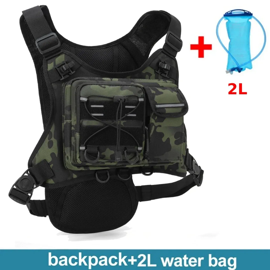 sac de poitrine multifonctionnel, gilet tactique pour hommes, sac à dos d'hydratation avec porte-équipement, sac de course pour marathon, cyclisme, trekking