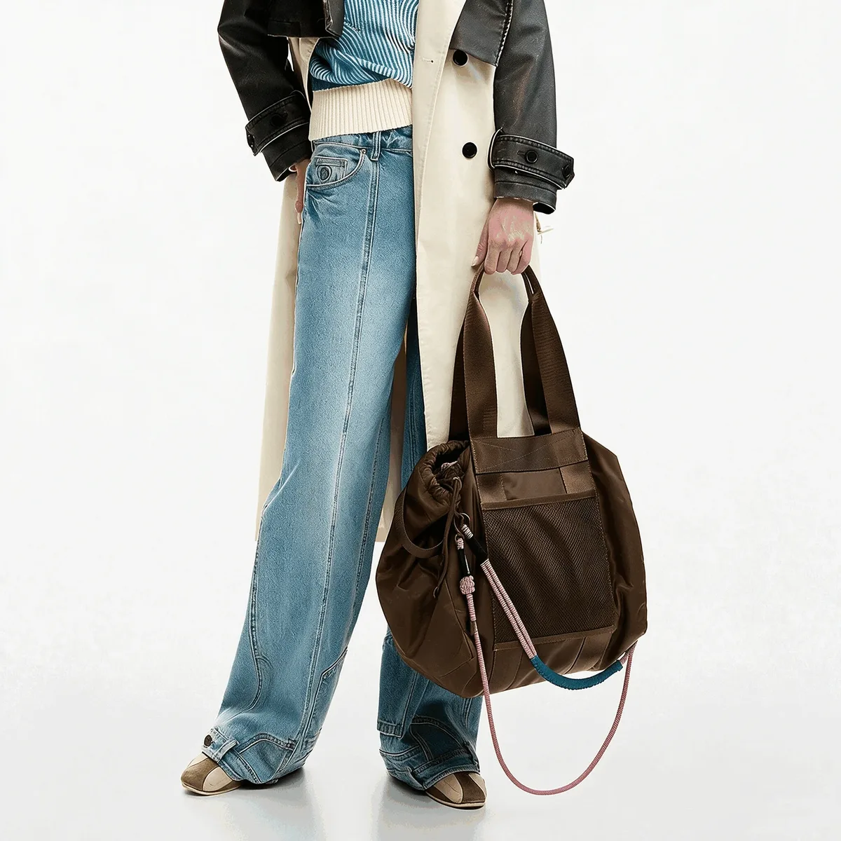 nouveau sac à dos simple original espagne 2026 grande capacité avec cordon tressé et broderie – sac à main luxe léger