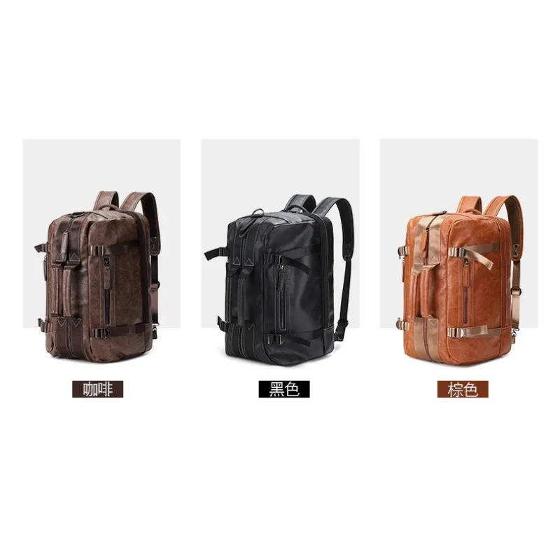 sacs à dos en pu solide de haute qualité, grande capacité, sens du luxe, multifonctionnel, durable, sacs de voyage pour hommes, décontracté, nouveau, 2025