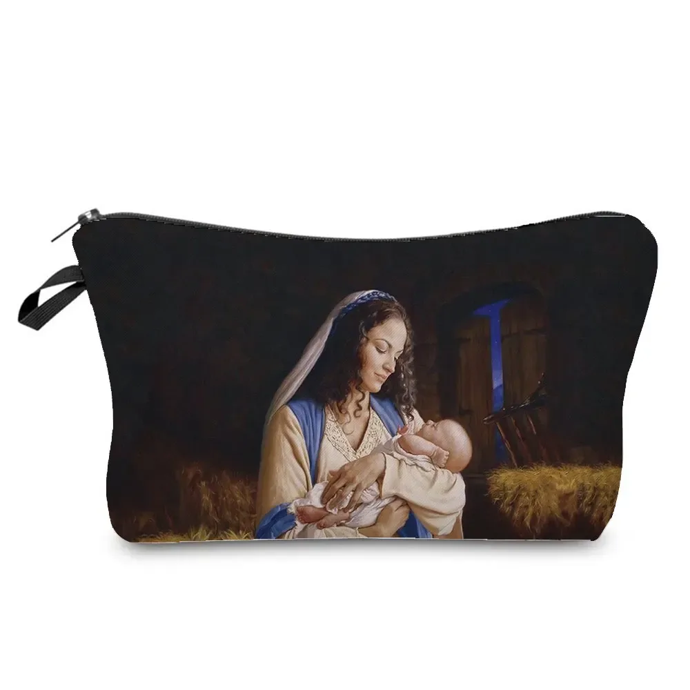 trousse de toilette à motif spinal pour femme, trousses de maquillage brodées personnalisées, trousse de toilette de voyage, belle déesse, imprimé enfant