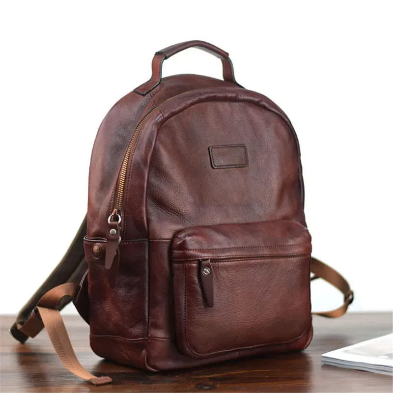 pndme – sac à dos vintage en cuir véritable pour hommes et femmes, sac de voyage de bonne qualité, simple, en cuir de vache naturel, pour ordinateur portable