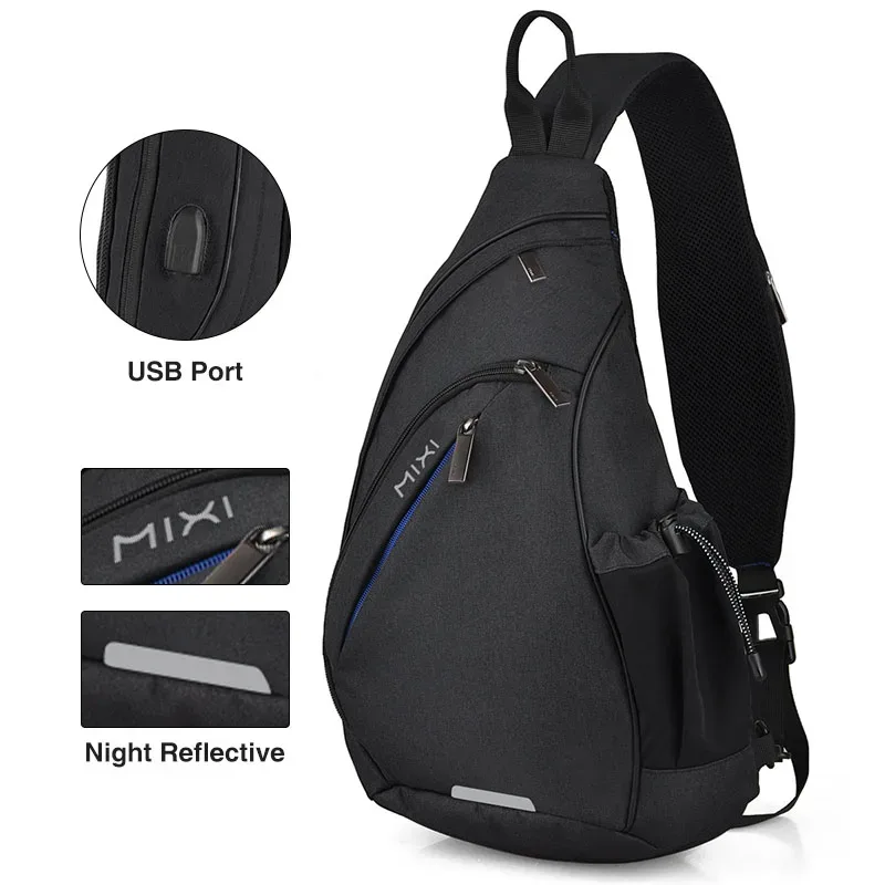 mixi hommes une épaule sac à dos femmes sac à bandoulière bandoulière usb garçons cyclisme sport voyage polyvalent mode étudiant école