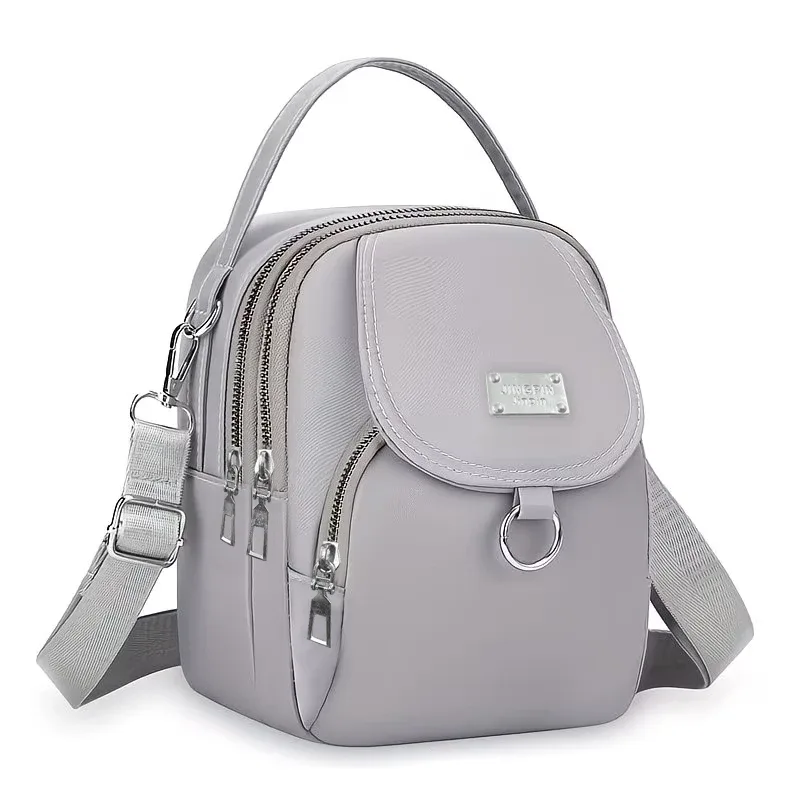 sac à dos convertible compact grace, sac en nylon léger de couleur unie avec large bandoulière amovible