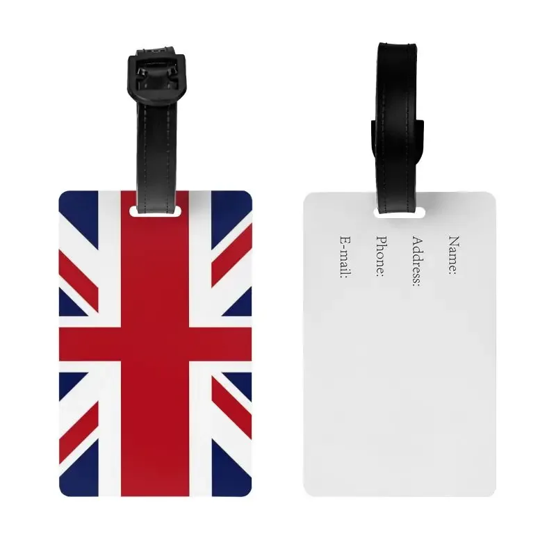 Étiquette de bagage rétro Union Jack avec porte-carte de nom et couverture de confidentialité, étiquette d'identification pour sac de voyage, valise, drapeau du Royaume-Uni, étiquette d'embarquement.