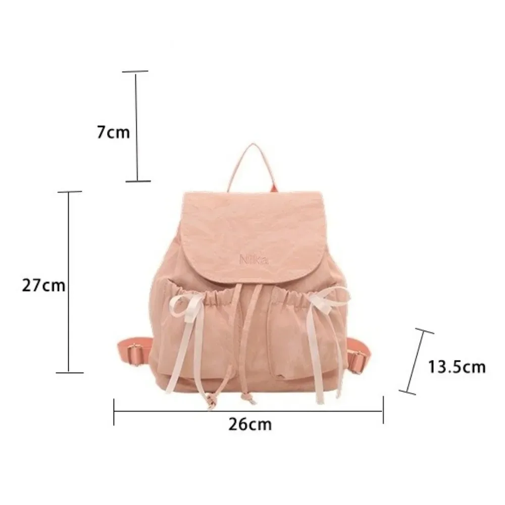 mode mignon noeud femmes sac à dos cordon grande capacité étudiants bookbag couleur unie école sac à dos voyage
