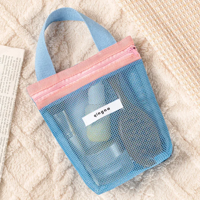 sac fourre-tout d'été en maille, petite trousse de toilette, sac à main pliable et portable, trousse de toilette colorée, sacs de rangement pour la plage, la natation et les voyages pour femmes