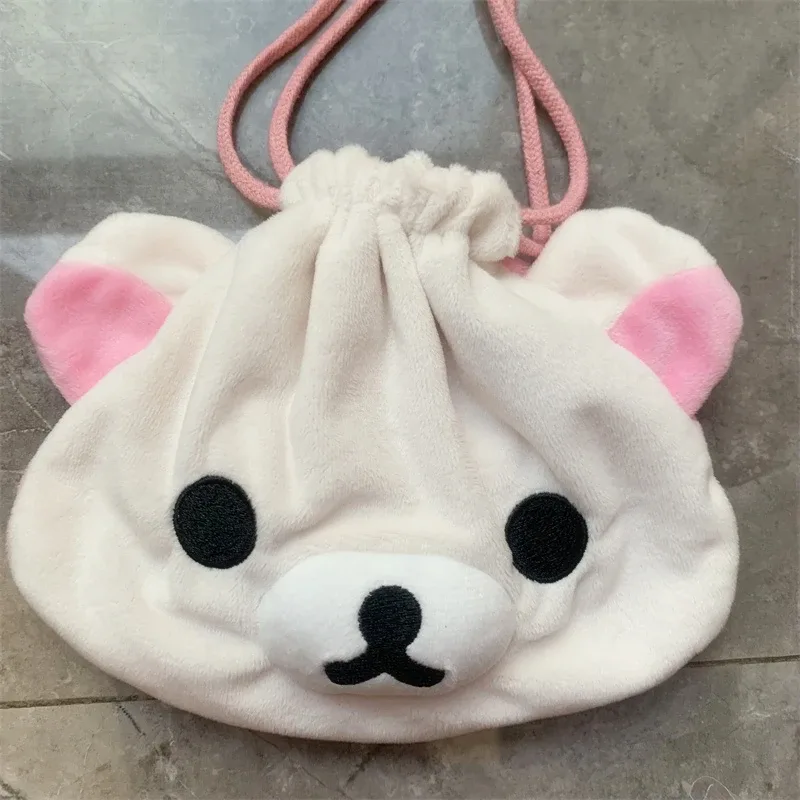 rilakkuma korilakkuma peluche sac à cordon pochette dessin animé ours mignon kawaii rangement organisateur sacs
