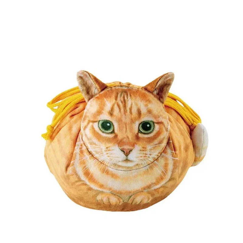 trousse de maquillage chat mignon, fermeture à cordon, conception tête de chat 3d, pochette cosmétique plate, cadeau pour femmes amoureux des chats, sac organisateur de voyage