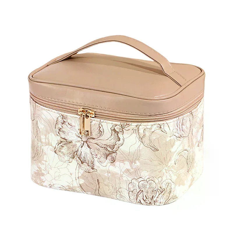 trousse de toilette transparente à imprimé floral, lot de 3, grande capacité, pochette de rangement pour maquillage portable pour femmes, voyage