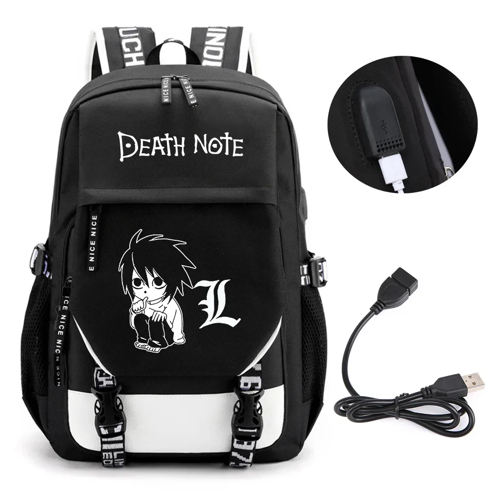 anime death note sac à dos école livre sacs mochila voyage usb port sac ordinateur portable garçon filles cadeau