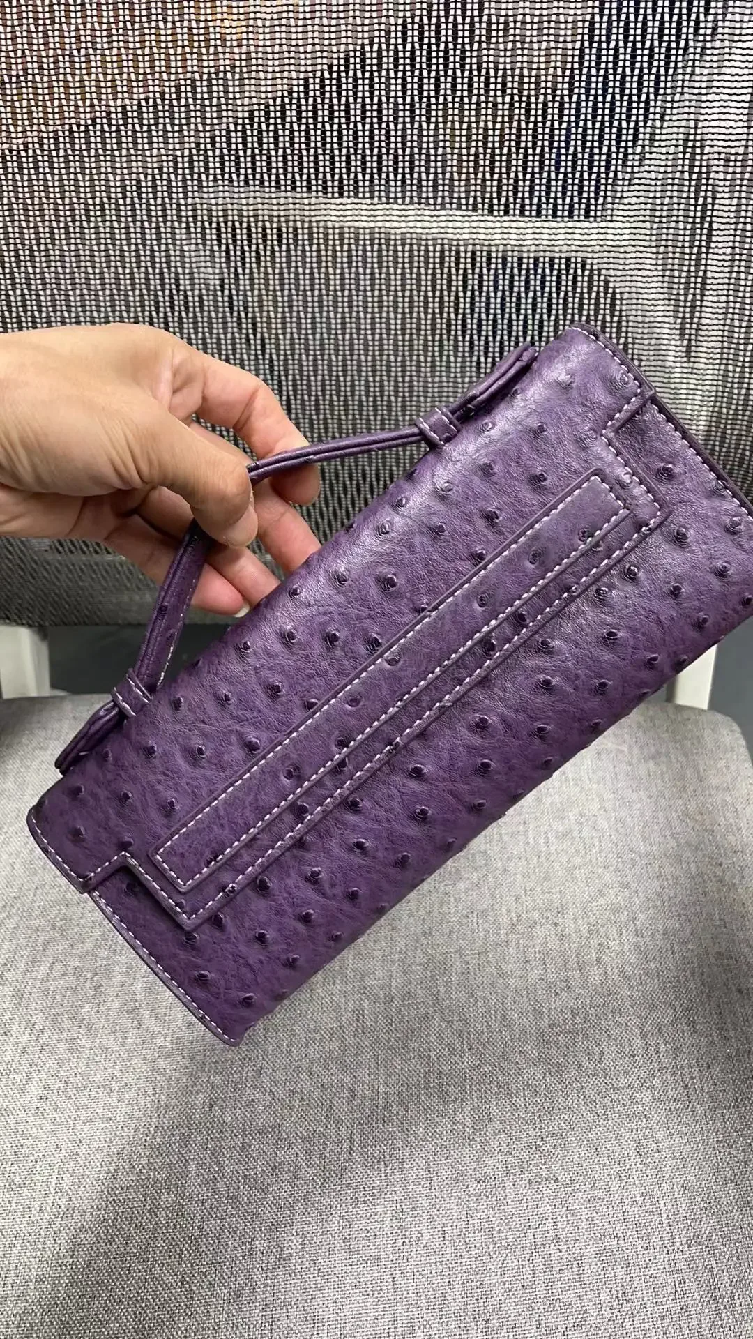 xmessun personnalisé motif d'autruche longue pochette en cuir pu sac fourre-tout de fête de haute qualité sacs à main de créateur ins sac à la mode