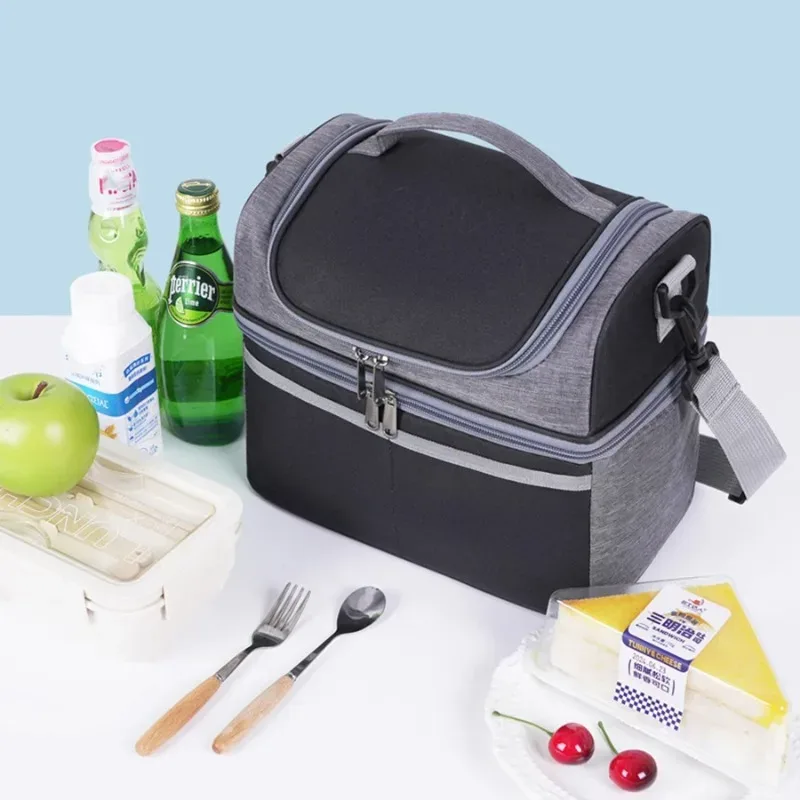 sac de rangement alimentaire portable oxford grande capacité, imperméable, avec fermeture éclair, boîte à lunch thermique pour pique-nique en plein air