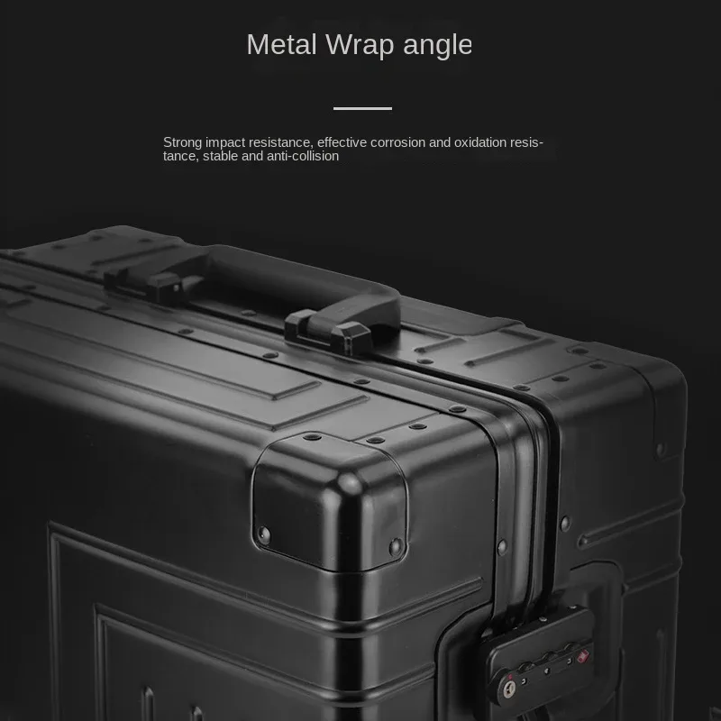 valise en aluminium de 20/24/26/28 pouces, boîtier de chariot en alliage, bagages roulants de grande capacité de 30 pouces, valise de voyage avec roulettes