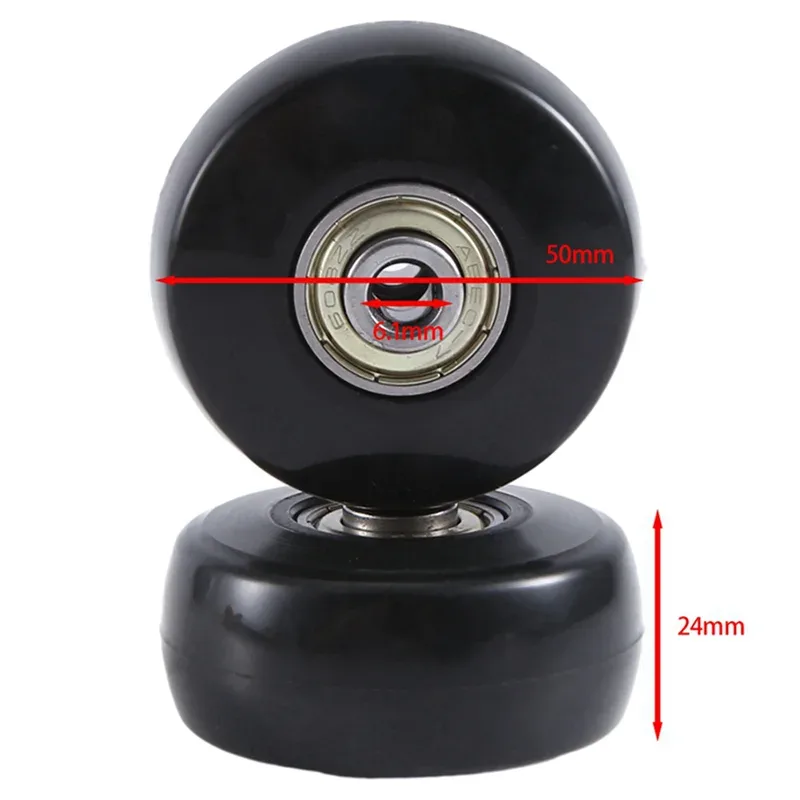 roues remplacement valise plastique pu ecologique noir diametre cinquante millimetres largeur vingt quatre millimetres silencieuses durables travail pratique installation facile accessoires inclus