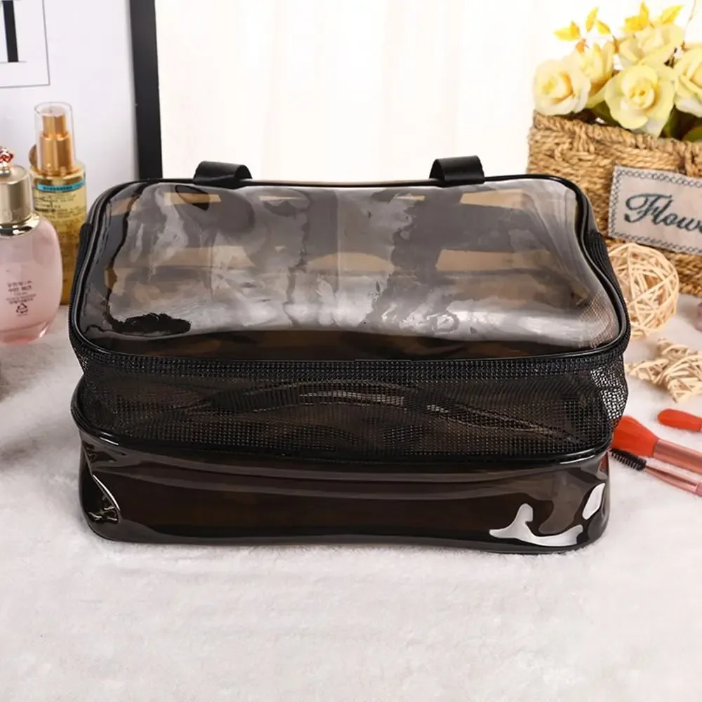 sac cosmétique transparent multifonctionnel, séparation sec et humide, sac de rangement cosmétique en pvc, grande capacité, sac de maquillage imperméable