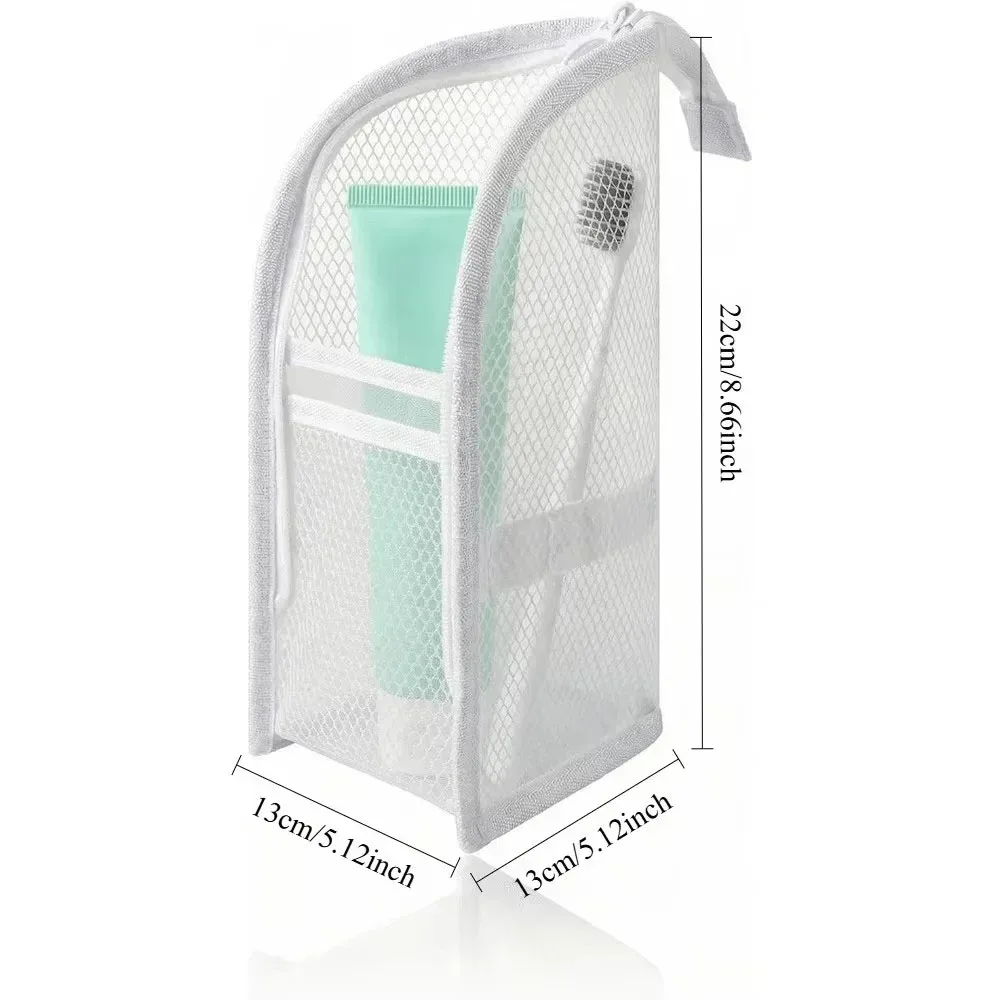 trousse de toilette de voyage en maille, organisateur portable pour brosse à dents et cosmétiques, pochette de rangement pour pinceaux de maquillage, trousse de lavage pour salle de bain