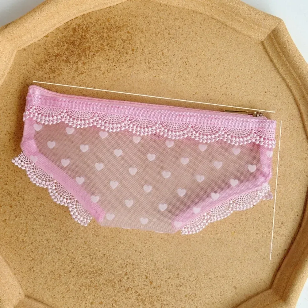 nouvelle trousse de toilette transparente en maille dentelle cœur y2k pour le maquillage et les cosmétiques, idéale pour les voyages