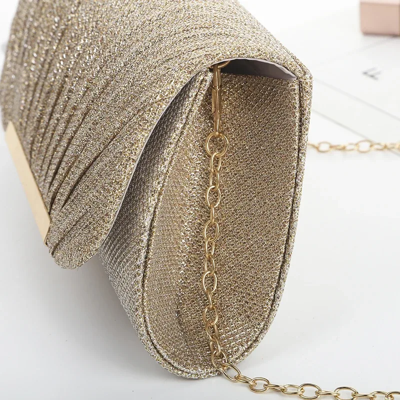 sac de rangement pour fête de mariage à paillettes européennes et américaines, sac de dîner pour femmes, sac pour robe de soirée à une épaule avec chaîne