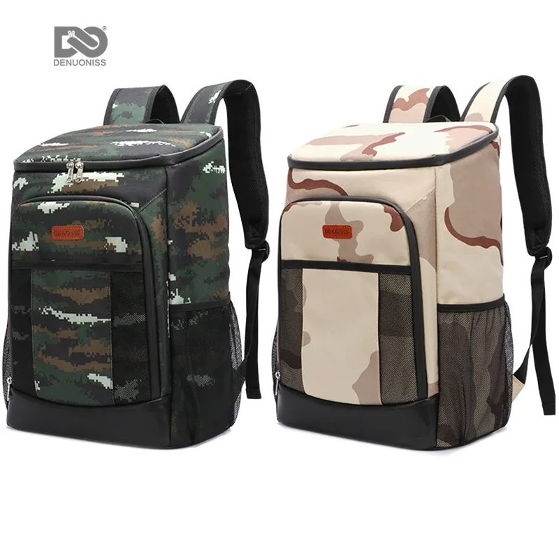 sac dos bleu accents noirs gris poches avant compartiments intérieurs séparateurs tissu résistant transport nourriture boissons isolantes grande capacité