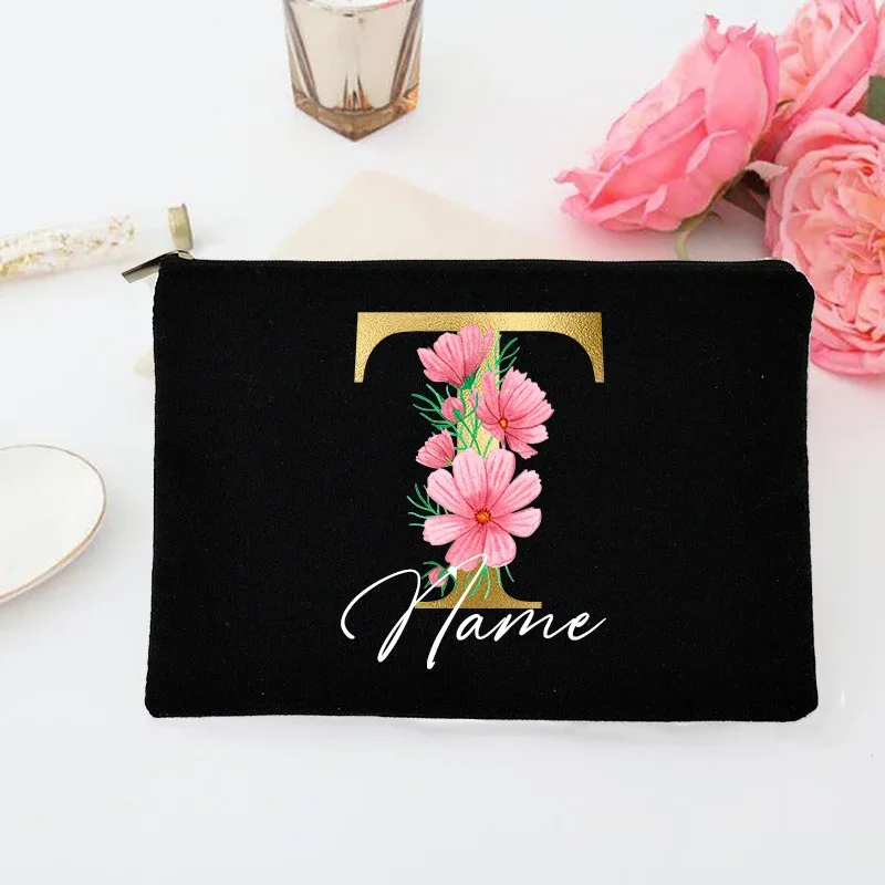 pochette de maquillage personnalisée avec initiales et nom, trousse de toilette de mariée, pochette de toilette monogramme, cadeaux de mariage pour demoiselle d'honneur