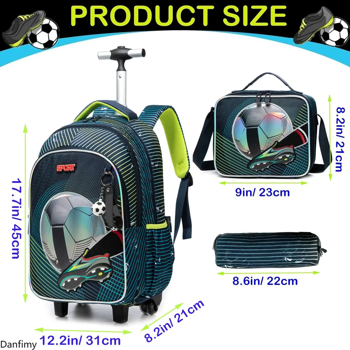sac dos polyester toile dessin animé rectangulaire roue poignée supérieure compartiment principal double fermeture éclair sac lunch assorti usage écolier élève primaire