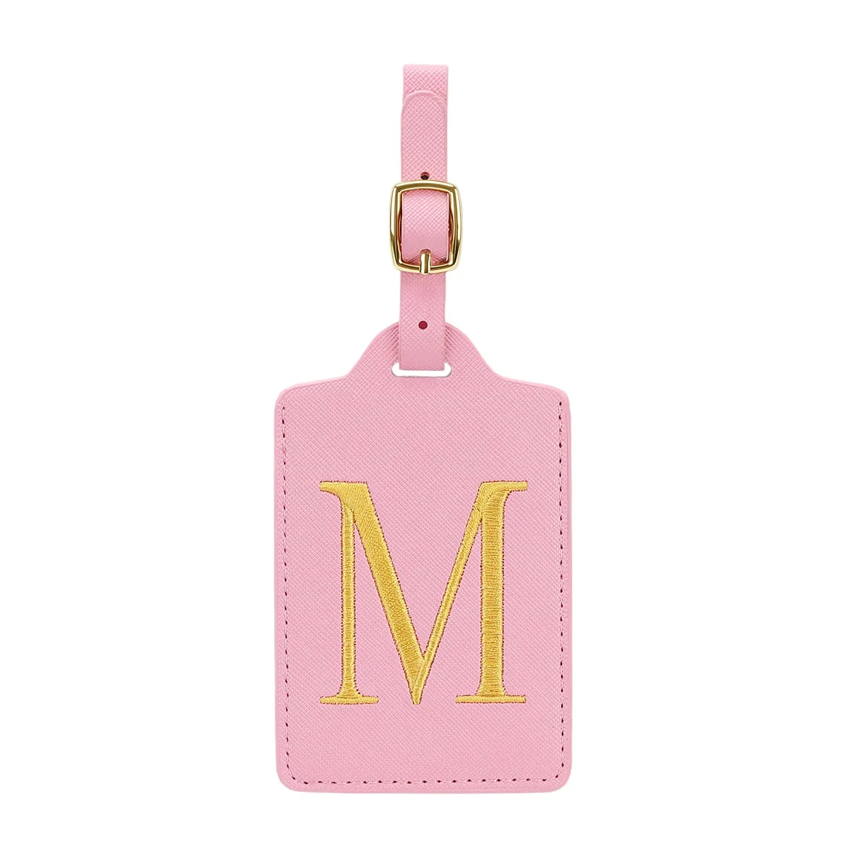 étiquettes de bagages miyin 26 lettres en cuir pu pour valises, protection de la vie privée, accessoires de voyage essentiels, rose
