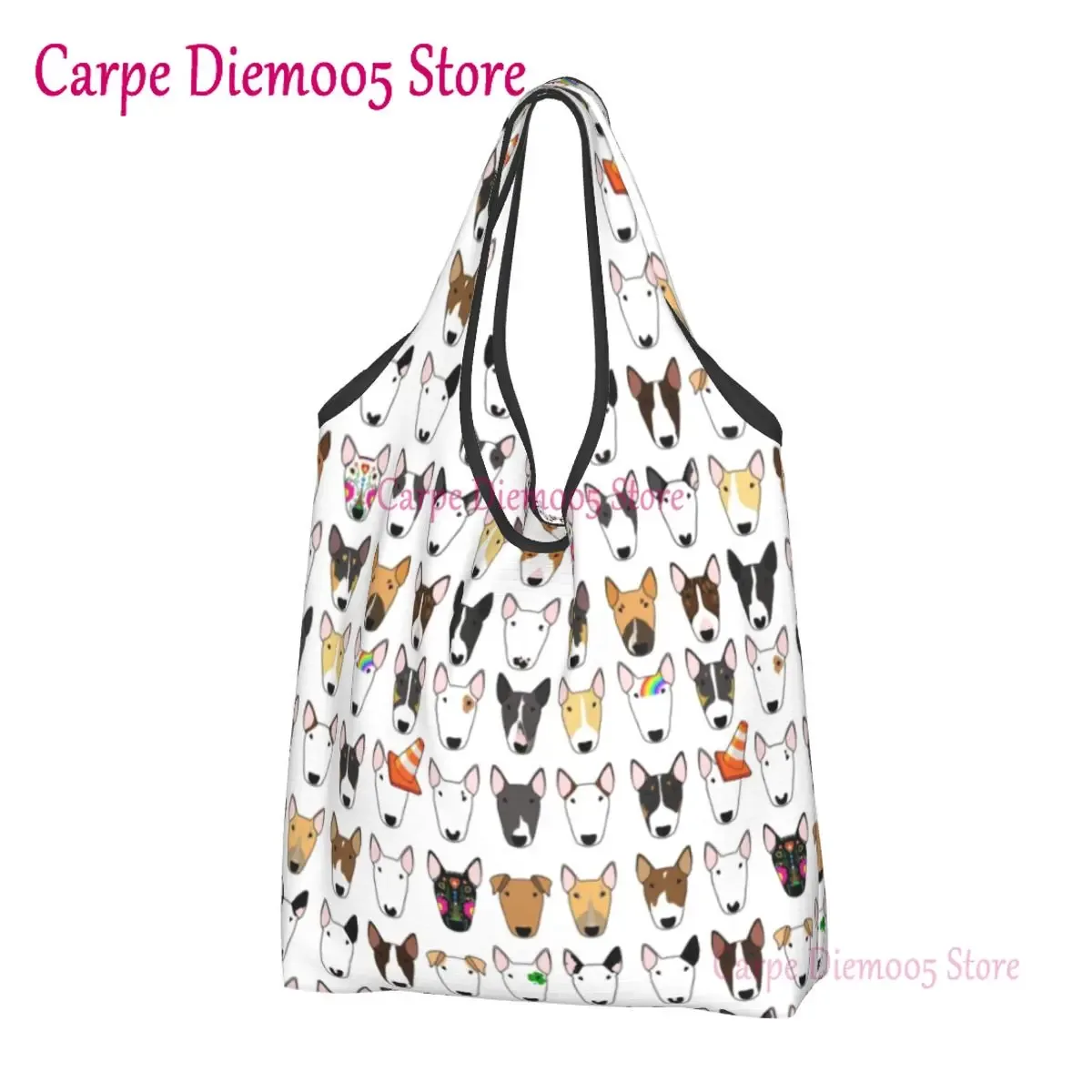 sacs fourre-tout à imprimé multi-taureaux, sacs à provisions portables, amoureux des chiens initiés, sac à main bull terrier, mode