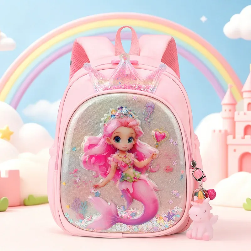sac à dos princesse sirène de dessin animé pour filles de 3 à 6 ans, léger, pour la maternelle et l'école, sac de voyage, mignon sac à dos licorne