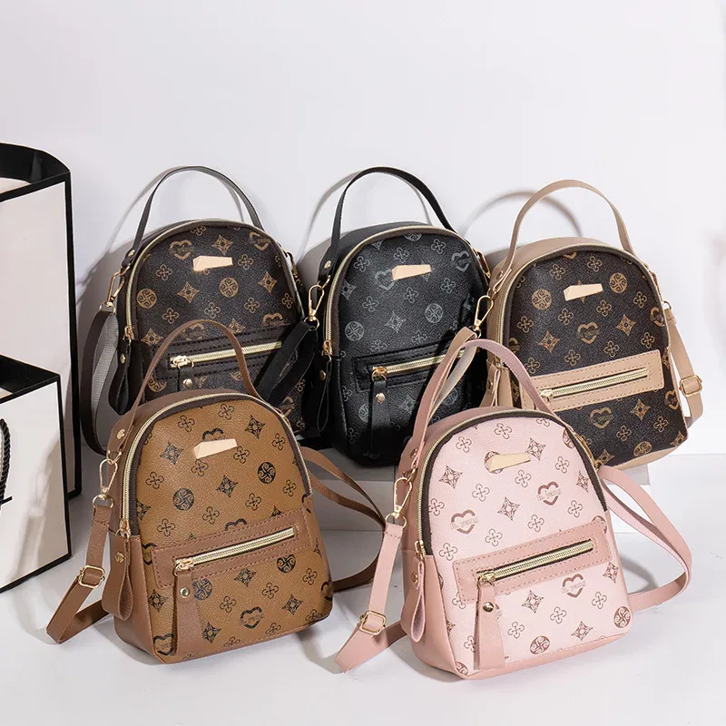 sac à dos mini femme cuir pu imprimé élégant multifonction léger sac à bandoulière pour sortie quotidienne voyage