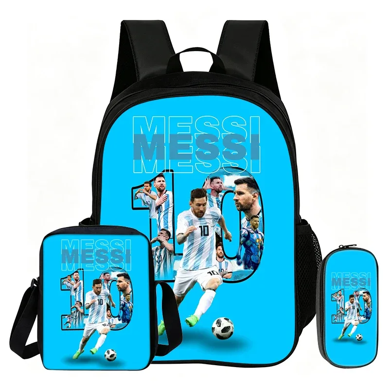 sac dos nylon motif messi noir bleu blanc format 20 35 litres bandoulière arquée fermeture éclair informatique unisexe usage voyage école sport