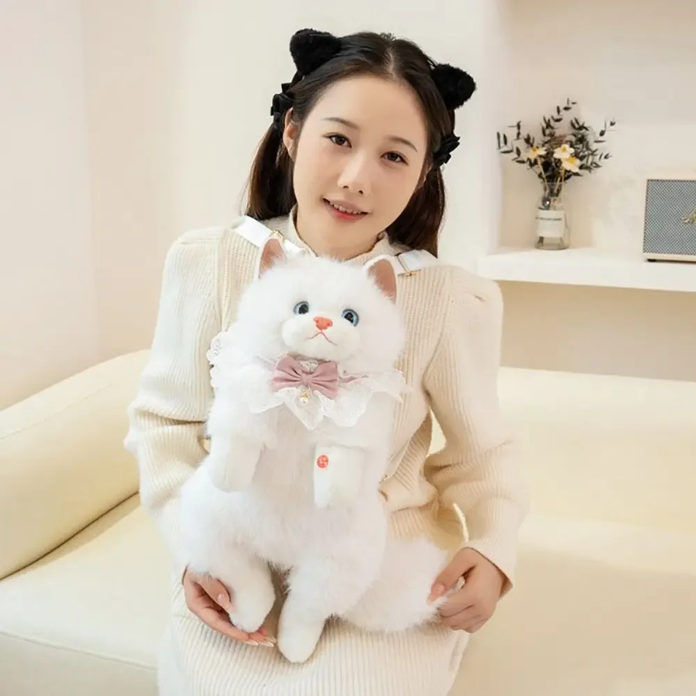 sac à dos super réaliste pour chat, simulation de marionnette, animaux en peluche mignons, sacs d'école pour chat, sac de rangement de voyage pour animaux de dessin animé