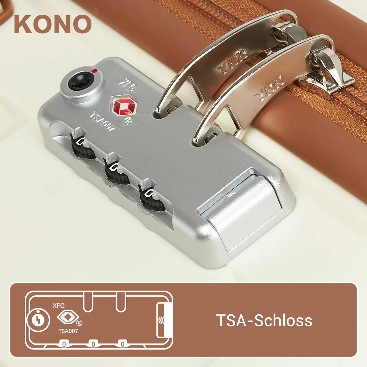 s/m/l kono valise à main légère en polypropylène 4 roues spinner chariot rigide et serrure tsa