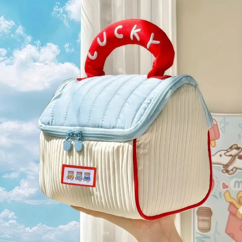 sac à main mignon à motif de dessin animé pour filles, grande capacité, organiseur de cosmétiques, sac de toilette portable pour voyage