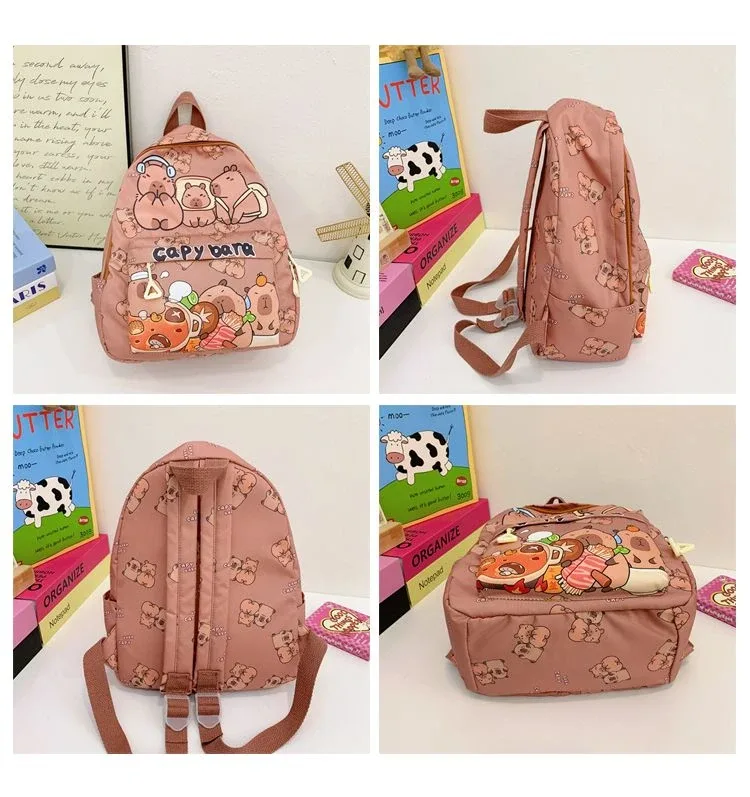 nouveau sac à dos kawaii capybara dessin animé 2026 pour femmes et filles, ultra-léger, cartable pour maternelle et élèves du primaire, motif simple, sac de livres