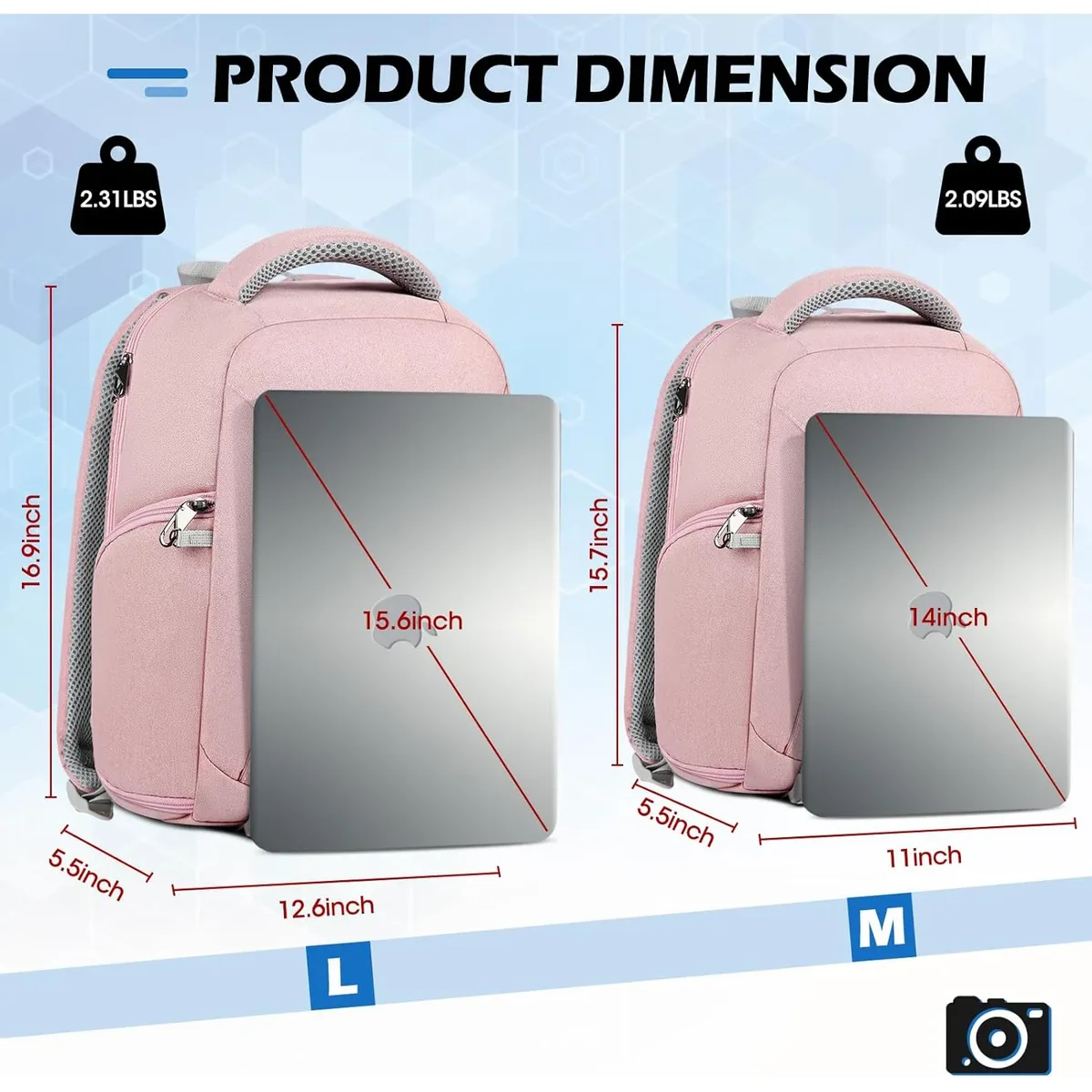 lubardy – sac à dos pour appareil photo dédié, 2 pièces, sac à dos de voyage pour ordinateur portable, grande capacité, pour hommes et femmes, sac à dos de photographie et housse de pluie