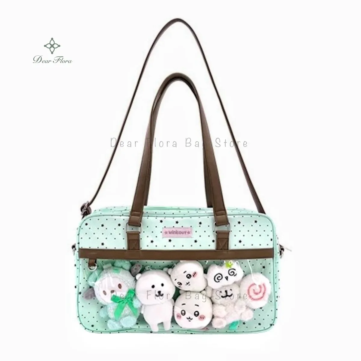 nouveau y2k mignon dentelle ita sac grande capacité lolita filles poche transparente bricolage badge affichage sac à bandoulière décontracté à pois sac à main