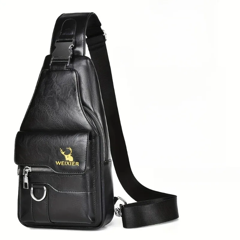 sac à bandoulière vintage étanche en pu, 1 pièce, anti-taches, grande capacité, sac de poitrine décontracté pour voyage en plein air, sac à bandoulière à la mode