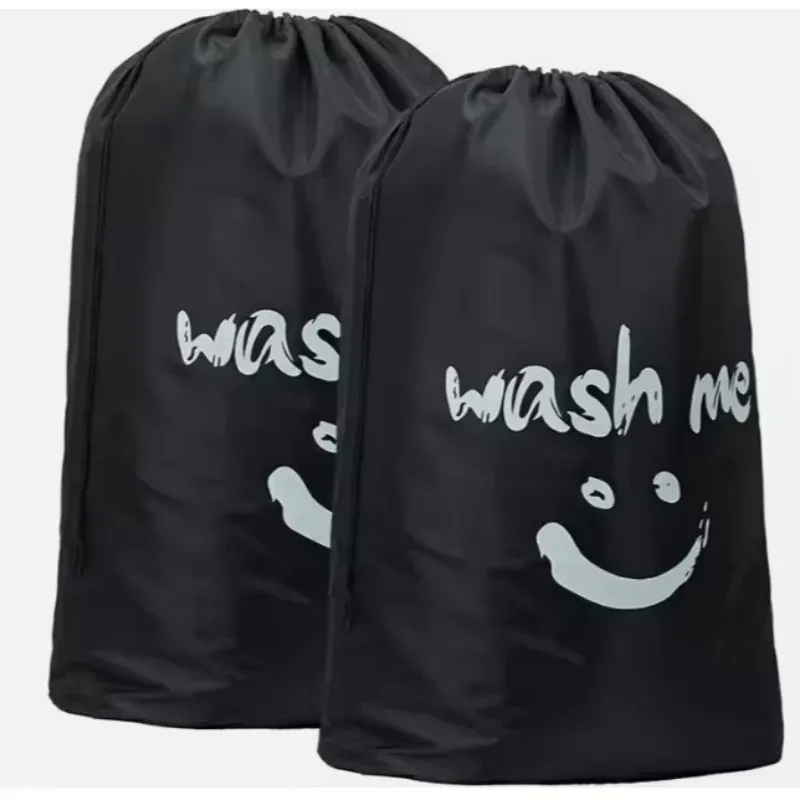 sac à linge imprimé smiley, sac de rangement, sac pour vêtements sales à cordon