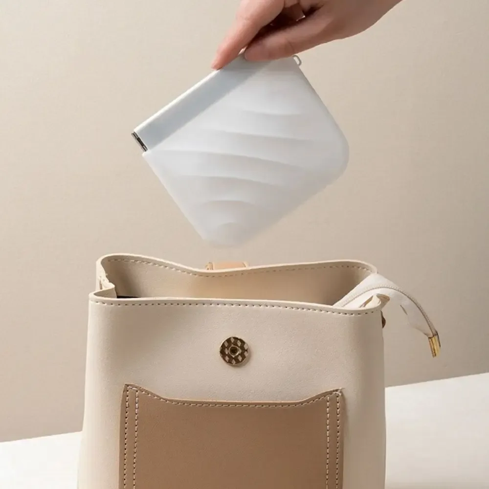 mini sac cosmétique simple en silicone, trousse de maquillage, accessoires de voyage, porte-monnaie, sac de rangement, sac de rangement pour bijoux, sac à ressort en forme de feuille, pour filles